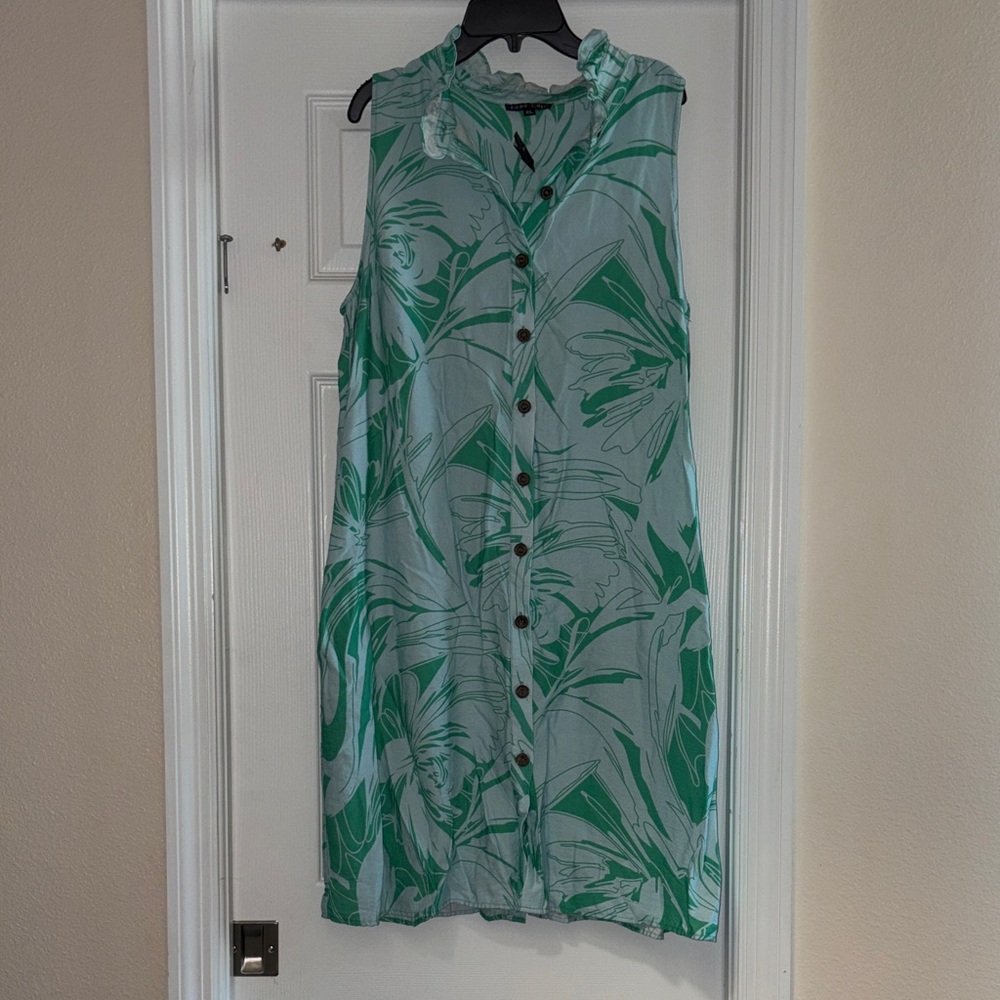 Green Floral Sleeveless Dress